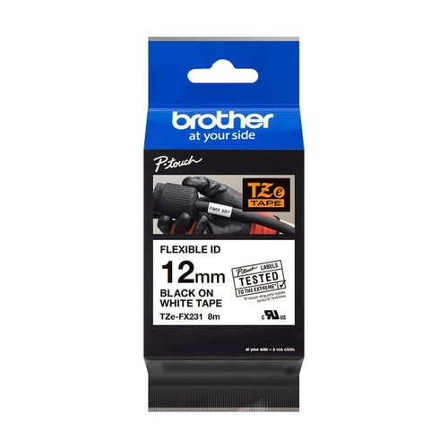 Original Brother P-Touch Cube plus (TZE-FX231) Schriftband 12mm/8m Schwarz auf Weiss