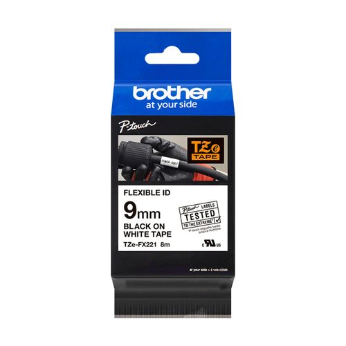 Original Brother P-Touch 200 (TZE-FX221) Schriftband 9mm/8m Schwarz auf Weiss