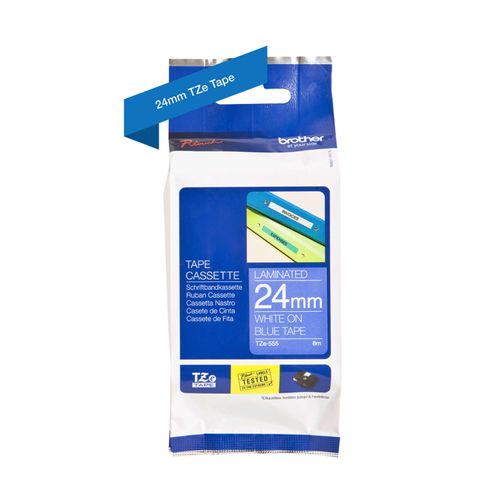 Original Brother P-Touch 350 (TZE-555) Schriftband 24mm/8m Weiss auf Blau