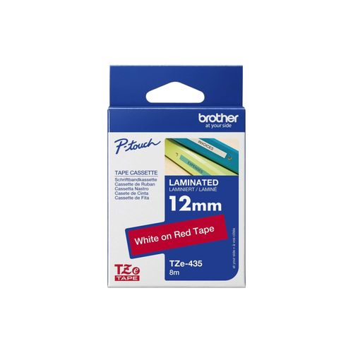 Original Brother P-Touch 540 Series (TZE-435) Schriftband 12mm/8m Weiss auf Rot