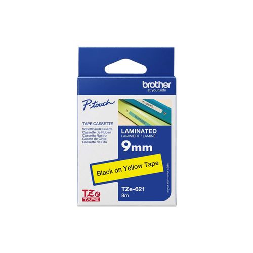 Original Brother P-Touch 1090 (TZE-621) Schriftband 9mm/8m Schwarz auf Gelb