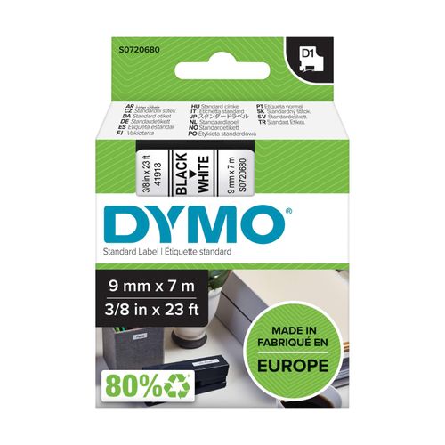Original Dymo LABELPOINT 200 (40913 / S0720680) Schriftband 9mm/7m Schwarz auf Weiss