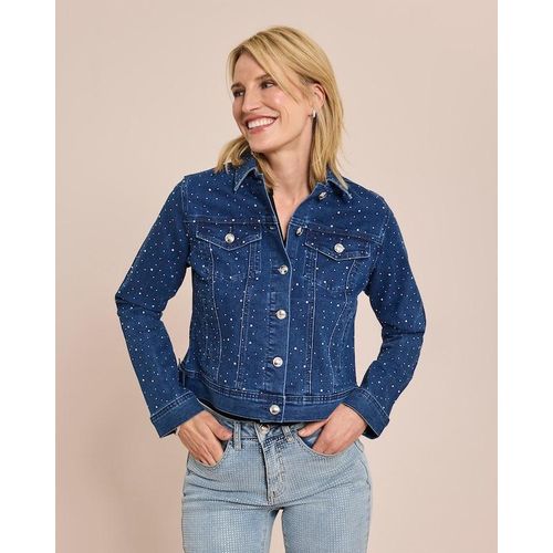 Jeansjacke mit Strasssteinen