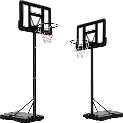 Basketballkorb, verstellbare Höhe 230-304 cm, tragbar mit Rädern, Rückwand 110 x 75 cm, Basisabmessungen 90 x 60 x 15 cm, Ringdurchmesser 45 cm