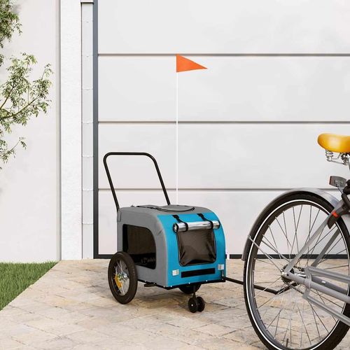 Fahrradanhänger für Haustiere mit Speicher Blau und Grau