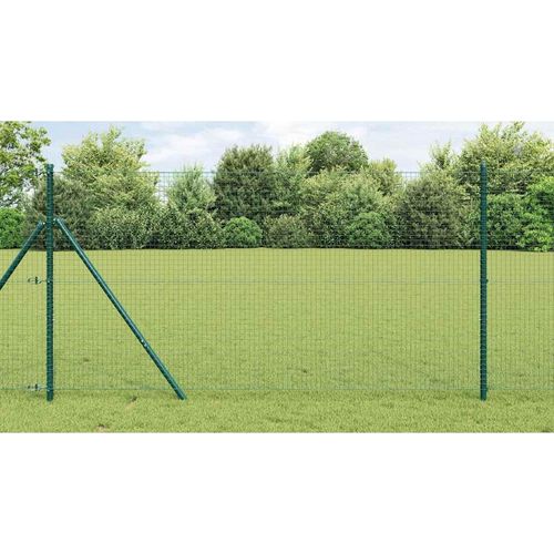 Zaun mit Pfosten Grün 1 x 10 m Stahl