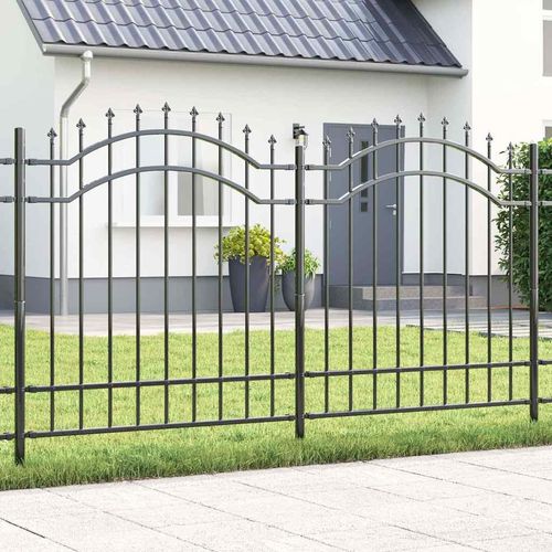 Gartenzaun Grau 215 cm Pulverbeschichteter Stahl