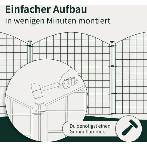 Teichzaun Gartenzaun Hundezaun - Metall Gitterzaun aus Zaunelementen, Farbe:Grün, Set:20x, Bogen:Oberbogen