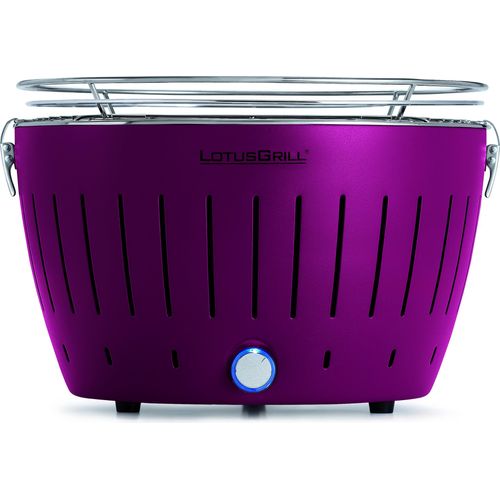 LotusGrill Classic Pflaumenlila Holzkohlegrill Tischgrill raucharm USB-Anschluß