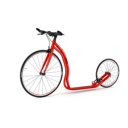 Yedoo Wolfer Sport Alloy Roller Scooter Tretroller - für Erwachsene und Teenager, bis 120 kg, mit Luftreifen 28/20 und verstellbarem Lenker Rot