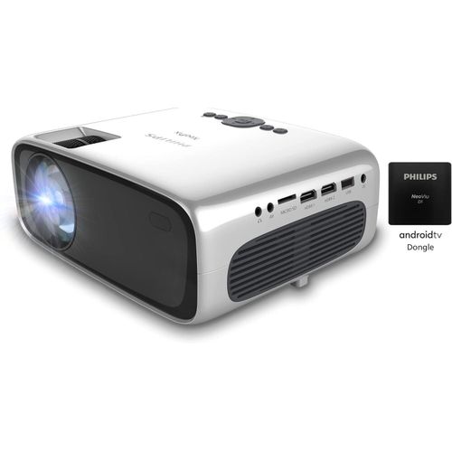 Philips NeoPix Ultra One+ – True Full HD-Projektor mit Android TV-Dongle, Chromecast Built-in und Zwei HDMI-Anschlüssen