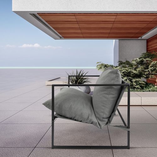 Sessel Designer Metallrahmen Extragroß Outdoor/Indoor Gartenstuhl Wohnzimmer Möbel Relax Sonnenliege Terrassen Abnehmbare Anthrazite 80 x 78 x 70 cm