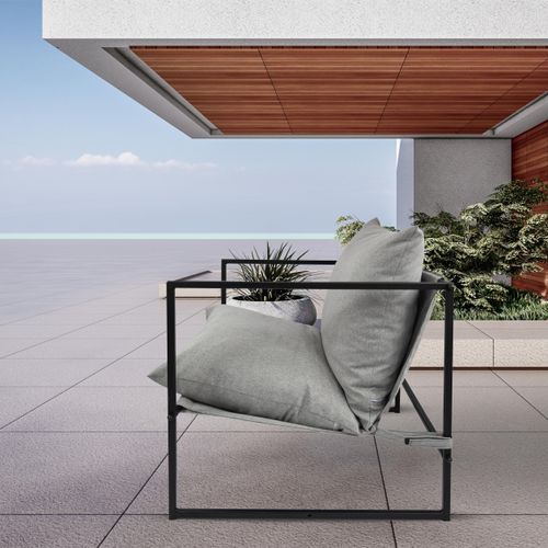 Sessel Designer Metallrahmen Extragroß Outdoor/Indoor Gartenstuhl Wohnzimmer Möbel Relax Sonnenliege Terrassen Abnehmbare Grau 80 x 78 x 70 cm