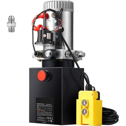 Hydraulikpumpe - 12 V Hydraulikaggregat 1600 W - Einfachwirkende Handpumpe, Hydraulic Power Pack - 2 Gal Tank Hydraulikaggregat - Ideal für Aufzüge, Gabelstapler & Co.