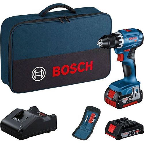 Bosch Akku-Bohrschrauber GSR 18V-45 Set mit 2 Akkus, Ladegerät, Bitset