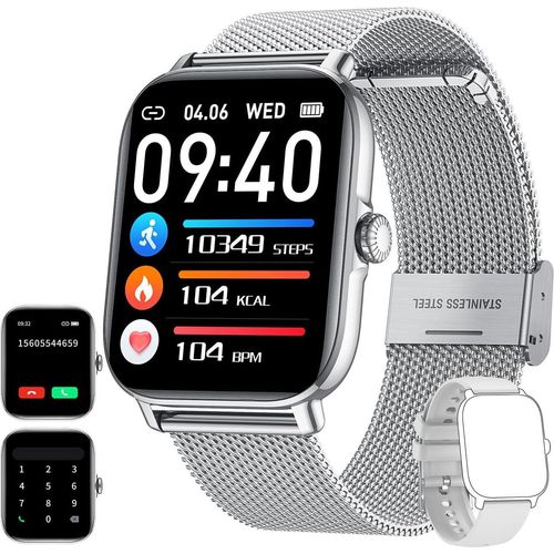Fitnessuhr mit Telefonfunktion,Schrittzähler, Schlafmonitor mit Musiksteuerung,Herzfrequenzmesser, 1,85 Zoll, wasserdicht, 100+ Sportmodi Android IOS