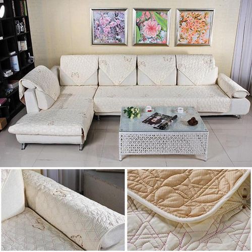 Baumwolle Quilted Embroided Sofa Kissen Couch Slipcovers Rückenlehne Handtuch Möbel Sitzkissen - 90x90cm