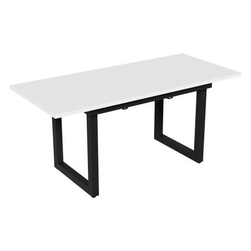 Esstisch 140/180x80x75cm Erweiterbar Weiss Esstisch MDF Schwarz Eisen Platzsparend Industriestil Skalierbar