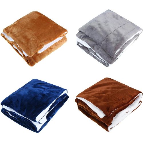 4 Farben Flannel Sherpa wirft Fleece Decken Sofa Bettwäsche Büro Schlaf groß doppelt King Soft Warm - Kaffee