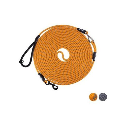 Floxik Schleppleine für Hunde - Tauleine mit Abnehmbarer Handschlaufe orange M