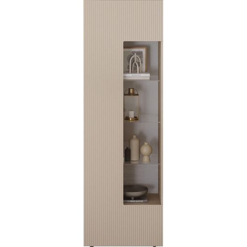 INOSIGN Vitrine »RIO, Höhe 187 cm, Hochschrank mit 1 Tür, Anrichte, Standvitrine«, Vitrinenschrank, geriffelte MDF-Front, modern, elegant, geräumig