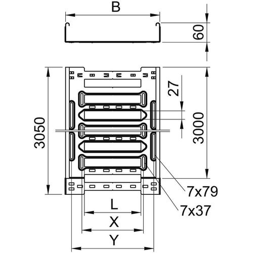 Kabelrinne 60x200x3050mm - Kabeldose 60x200mm