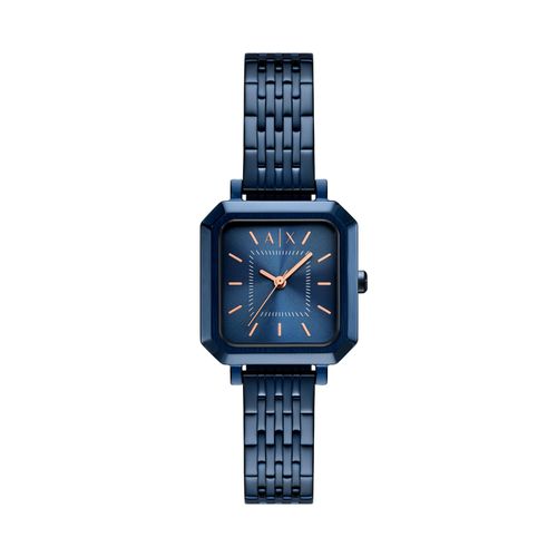 Quarzuhr ARMANI EXCHANGE, blau (dunkelblau, blau), Armbanduhren, Damen, Armbanduhr, Damenuhr, Edelstahlarmband, analog