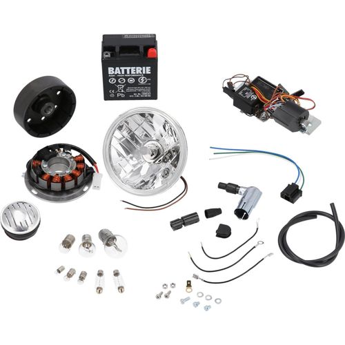 Set: Umrüstsatz Vape 12V und H4 Scheinwerferumbau Klarglas - für Simson SR 4-2, SR4-3, SR4-4