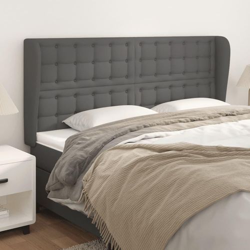 vidaXL Kopfteil mit Ohren Grau 163x23x118/128 cm Kunstleder