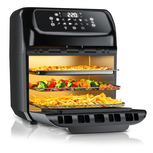 Arendo Heißluftfritteuse, 1800 W, Airfryer, Umluft Heissluftfritteuse, Edelstahl Mini Backofen, BPA frei, schwarz