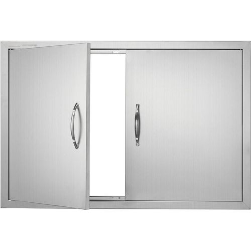 Grill-Zugangstür - Doppelte Außenküchentür aus Edelstahl - Vertikale Wandtür für Grillinsel, Grillstation und Außenschrank - 889 x 610 mm