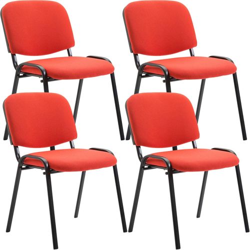 CLP 4er Set Besucherstuhl Ken Stoff stapelbar und mit modernem Design,rot