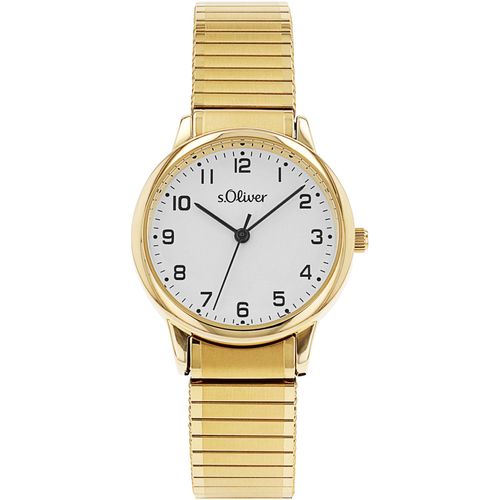 Quarzuhr S.OLIVER, gold (goldfarben), Armbanduhren, Damen, Armbanduhr, Damenuhr, Edelstahlarmband, Flexband, Zugband