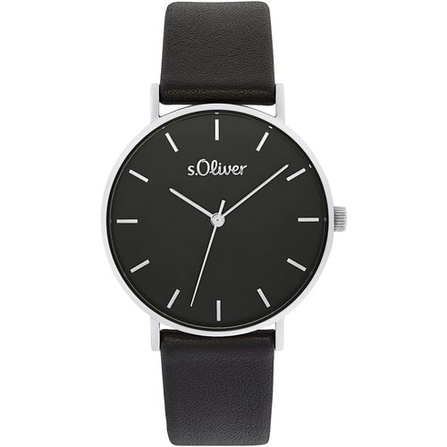 Quarzuhr S.OLIVER, schwarz, Armbanduhren, Damen, Armbanduhr, Damenuhr, analog, Lederarmband