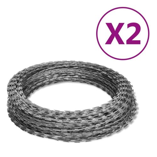 Prolenta Premium - Stacheldraht 2 Stk. Concertina-Draht Verzinkter Stahl 100 m