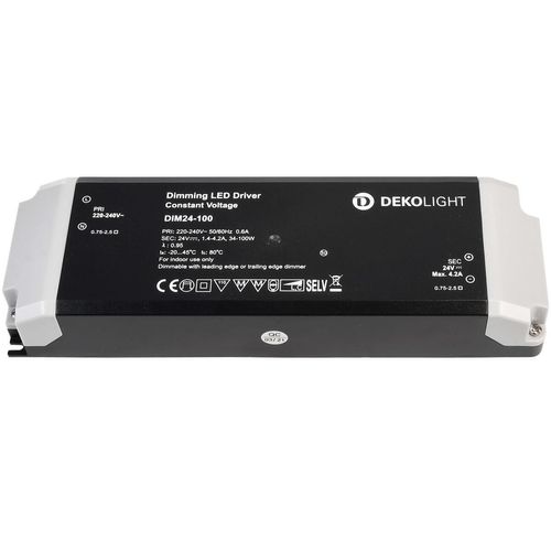 DEKO-LIGHT Netzgerät (CV, DC) dimmbar, BASIC, DIM, CV, 24V 34-100W, Spannungskonstant, mit Phasenan-/-Abschnittdimmern (862242)
