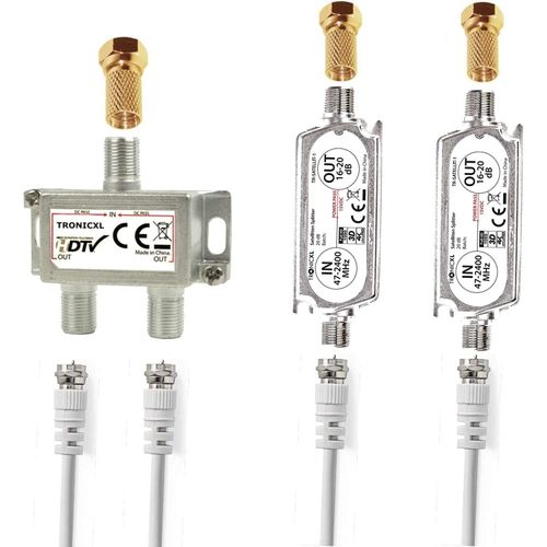 2-Fach Antennenverteiler Splitter 40dB Sat Verstärker digital HD Satellit TV