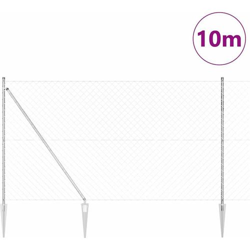 vidaXL Kettengliedzaun mit Pfosten Silber 1.6 x 10 m Stahl