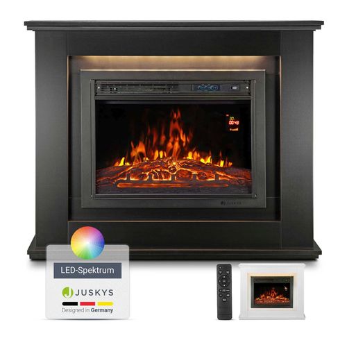 Juskys Elektrokamin – Standkamin mit Heizung & Kaminfeuer – Flammeneffekt, 1000/2000 Watt – Schwarz