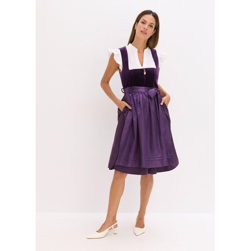 bonprix Dirndl mit Samt in Midilänge (2-tlg.Set), lila, Gr.48, Traditionelles Dirndl mit hochwertigen Samtmieder und changierender Schürze. Der Rock ist mit einem angenehmen Baumwollfutter ausgestattet., aus Samt