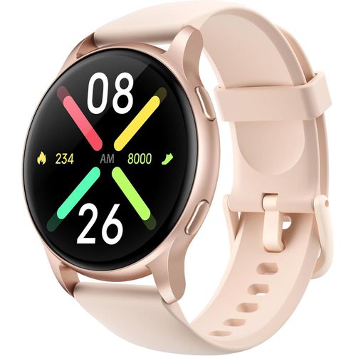Smartwatch Damen, 5ATM Wasserdicht Schwimmuhr mit Telefonfunktion, Fitnessuhr Damen mit 100+ Sportmodi, Herzfrequenz, Schlaftracking, SpO2