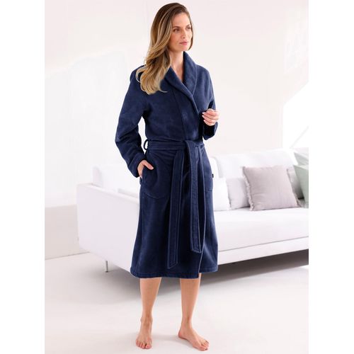 Bademantel SELECTED HOMME Gr. 48, blau (marine), 48/50, Baumwolle, Hausmäntel