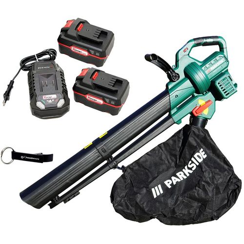 PARKSIDE® 40V Akku Laubsauger Laubbläser PLSBA 40 (inkl. 2x4Ah Akku) + Schlüsselanhänger im HEADNMORE® Bundle