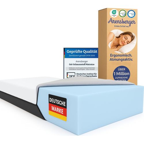 ARENSBERGER SARA Gelschaum Matratze 180x200 cm – 16 cm NANOCELL® Gel-Schaum – H3 Härtegrad – Atmungsaktiv – Abnehmbarer Bezug 240g/m² – Waschbar bis 60°C