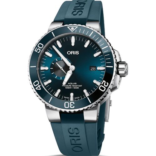 Oris 01 743 7733 4155-07 4 24 69EB Aquis Small Second Date blau Herren Uhr NEU