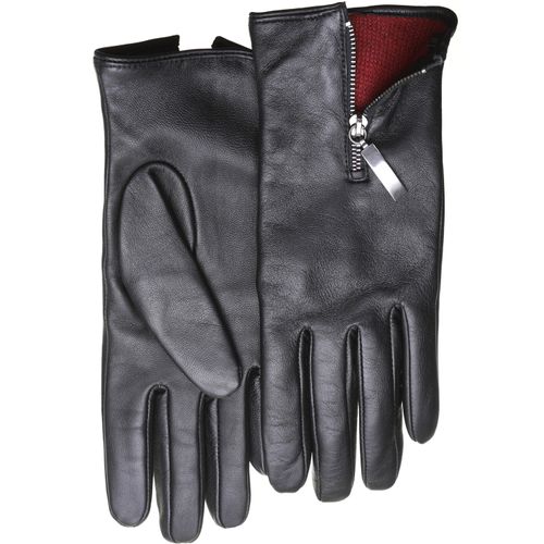 Lederhandschuhe PEARLWOOD, Damen, Gr. 8, schwarz, Schafsleder, unifarben, Handschuhe, mit farbigem Innenfutter, Glattleder, Zipper auf dem Handrücken