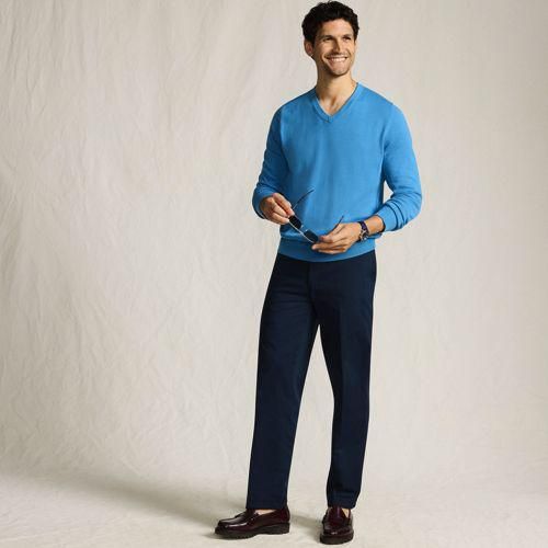CLASSIC COMFORT. Bügelleichte Chinos, Lang-Größe, Herren,  Blau, Baumwolle, by Lands' End