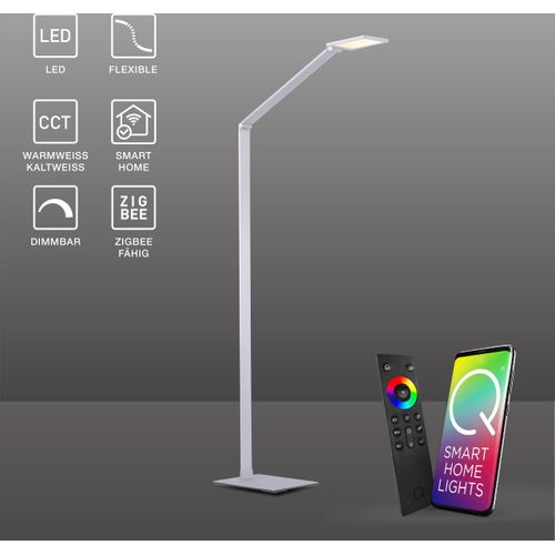 Paul Neuhaus LED Stehleuchte Q - HANNES Smart Home H148cm CCT-Stehlampe dimmbar Fernbedienung Alexa Aluminium Wohnzimmer, Schlafzimmer, Büro 487-95