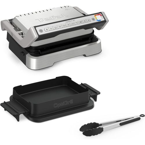 Tefal Kontaktgrill OptiGrill 4in1, Inkl. Grillzange, Aufklappbar, 9 Programme, 2100,00 W, Elektrogrill, 180° neigbare Platten, Temperaturregler