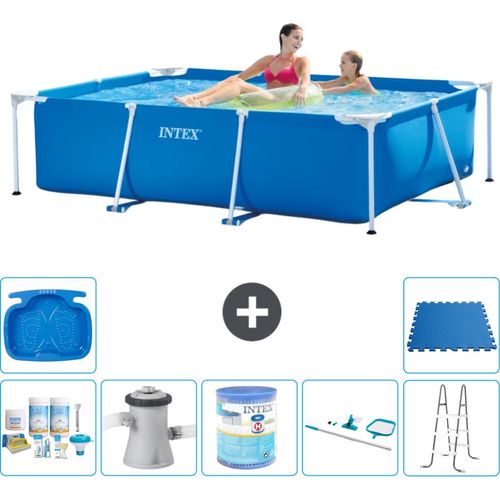 Intex-Schwimmbecken mit rechteckigem Rahmen – 220 x 150 x 60 cm – Blau – im Lieferumfang enthalten Wartungspaket - Filterpumpe für Schwimmbad - Filter - Reinigungskit - Leiter - Fußbad
